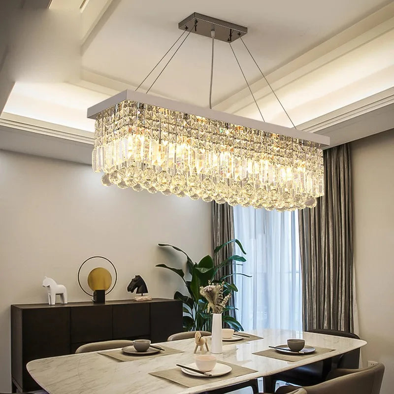 LED Crystal Chandelier Modern Dining Room Pendant Light