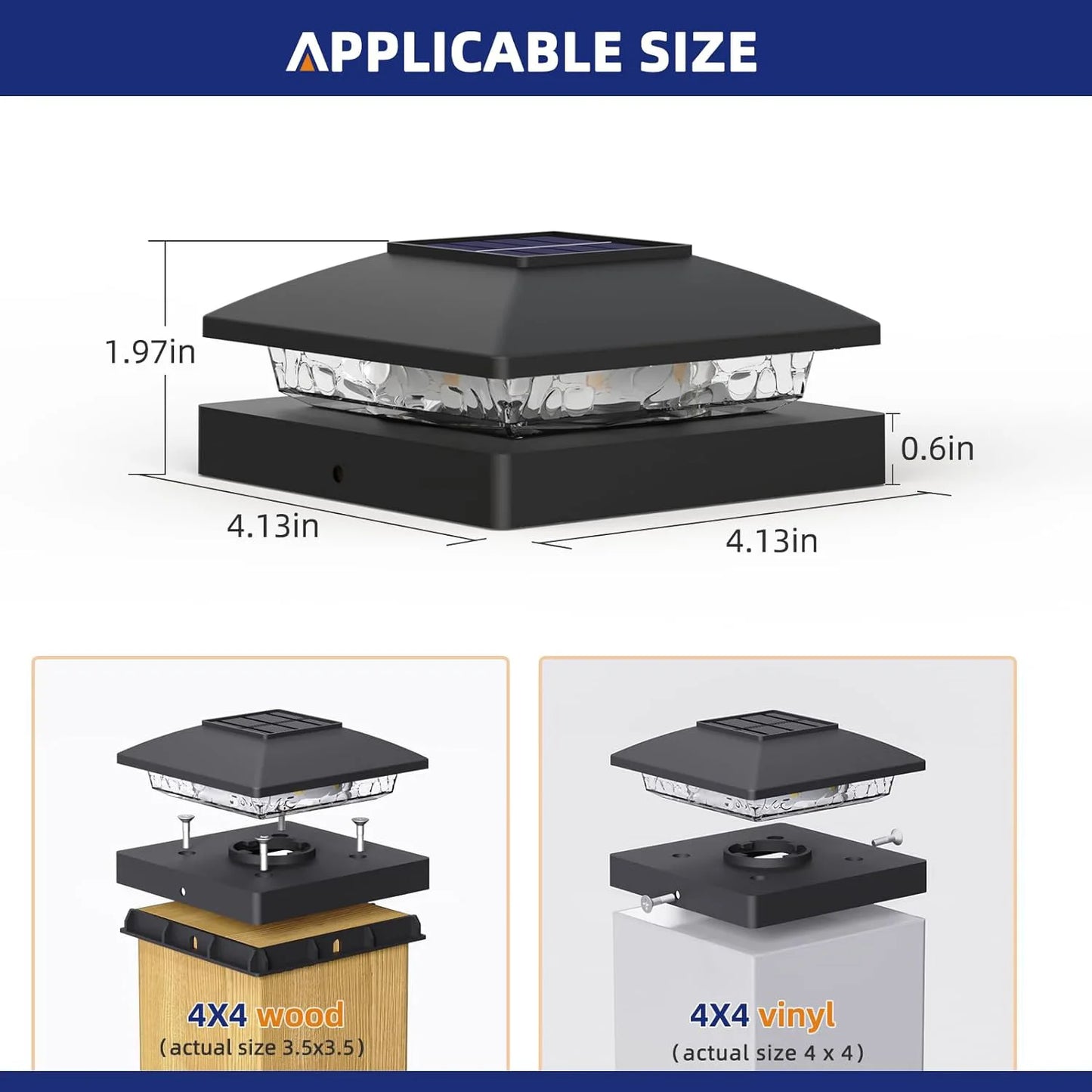 Solar Post Cap Lights Waterproof Fence Garden LED Lamp