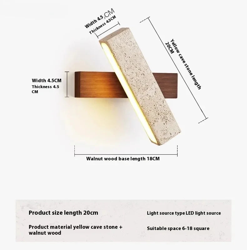 Wabi Sabi Travertine Wall Light with Pull Chain