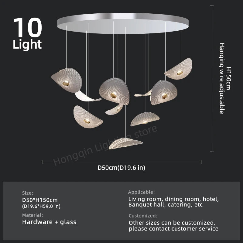 Modern Glass Staircase Chandelier for High Ceilings