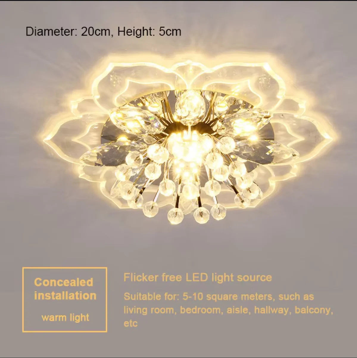Crystal Flower LED Ceiling Light Modern Bedroom Chandelier