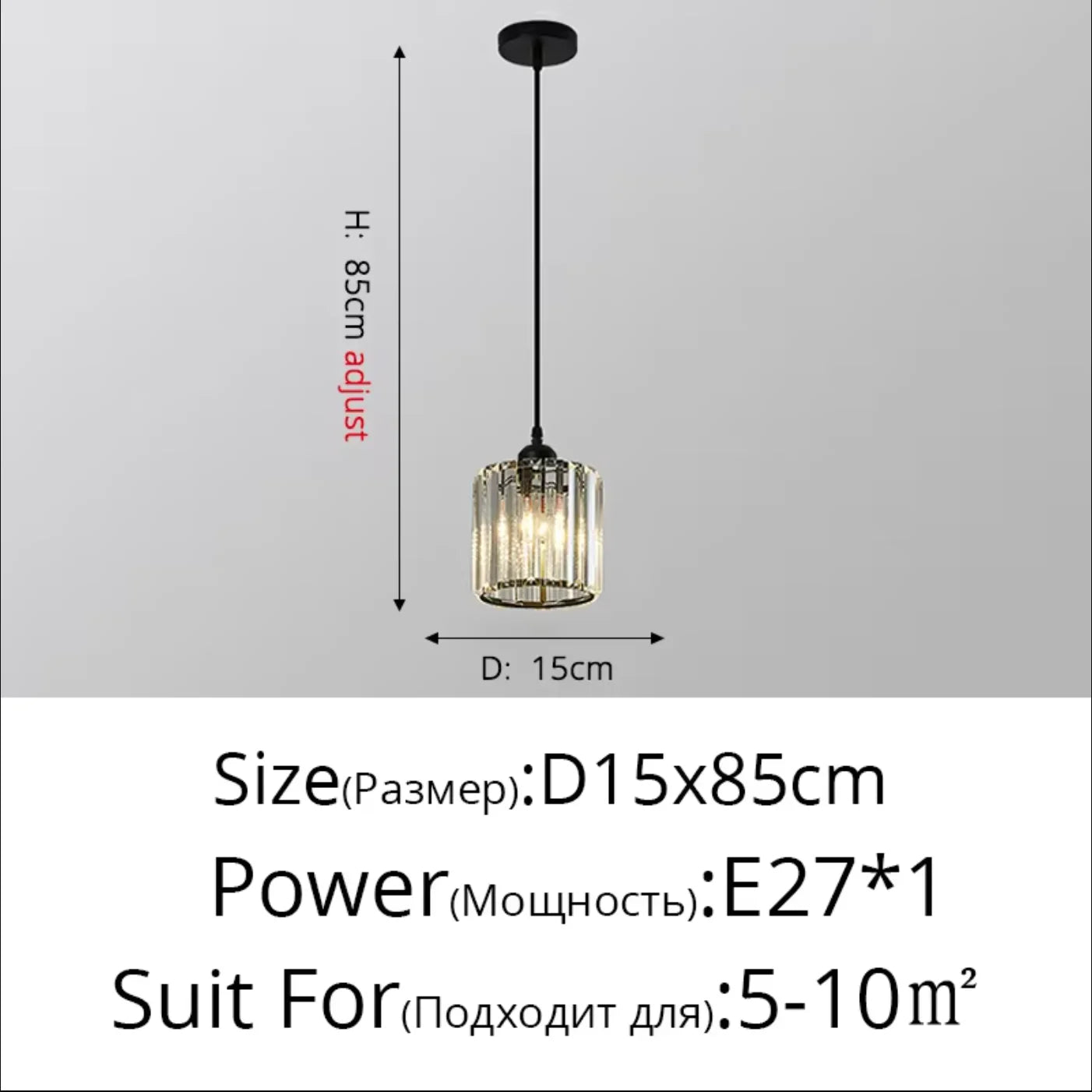 Modern Crystal Pendant Light K9 LED Living Room Ceiling Lamp