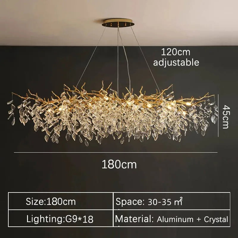 Luxury Gold Crystal Chandelier LED Villa and Living Room Light