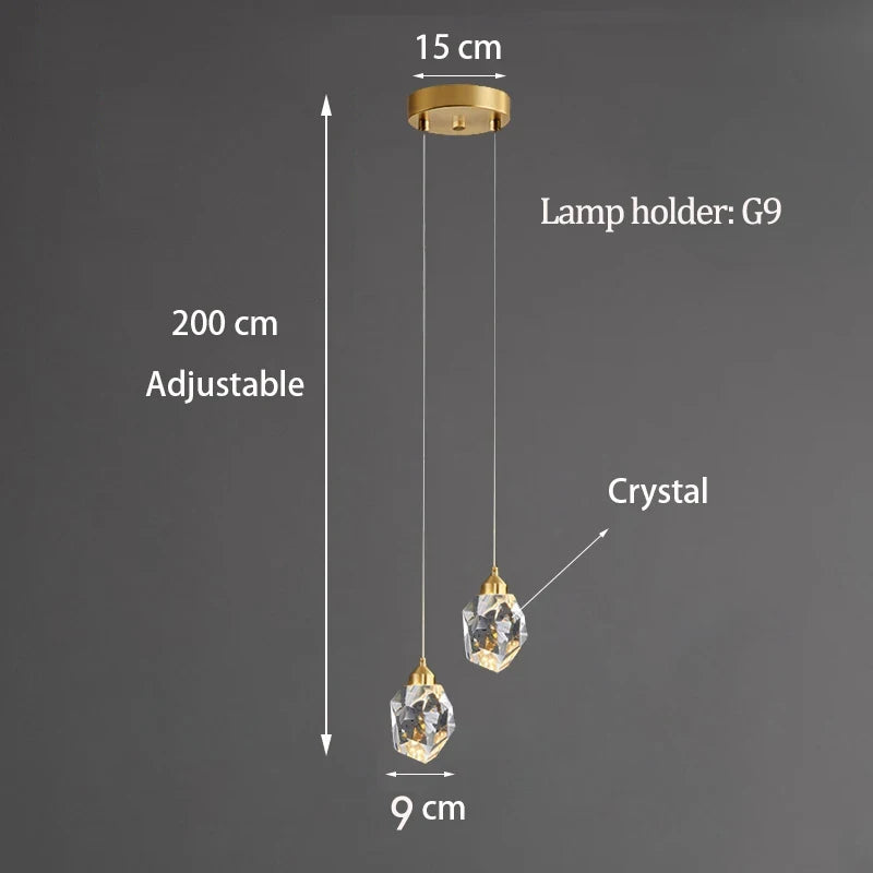 K9 Crystal Mini Chandelier Modern Bedroom Bar Pendant Lamp