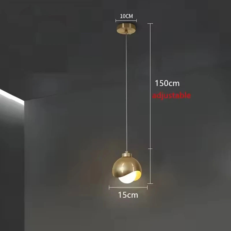 Glass Ball Pendant Lamp Modern Bedroom Bedside Hanging Light
