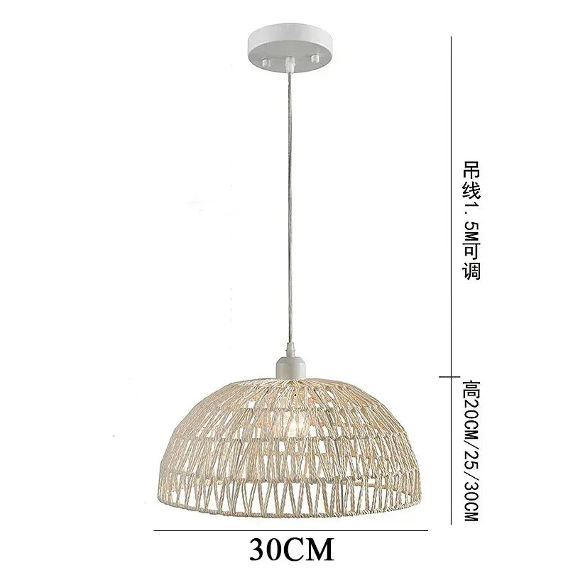 Japanese Hemp Rope Pendant Light Rustic Dining Room Lamp