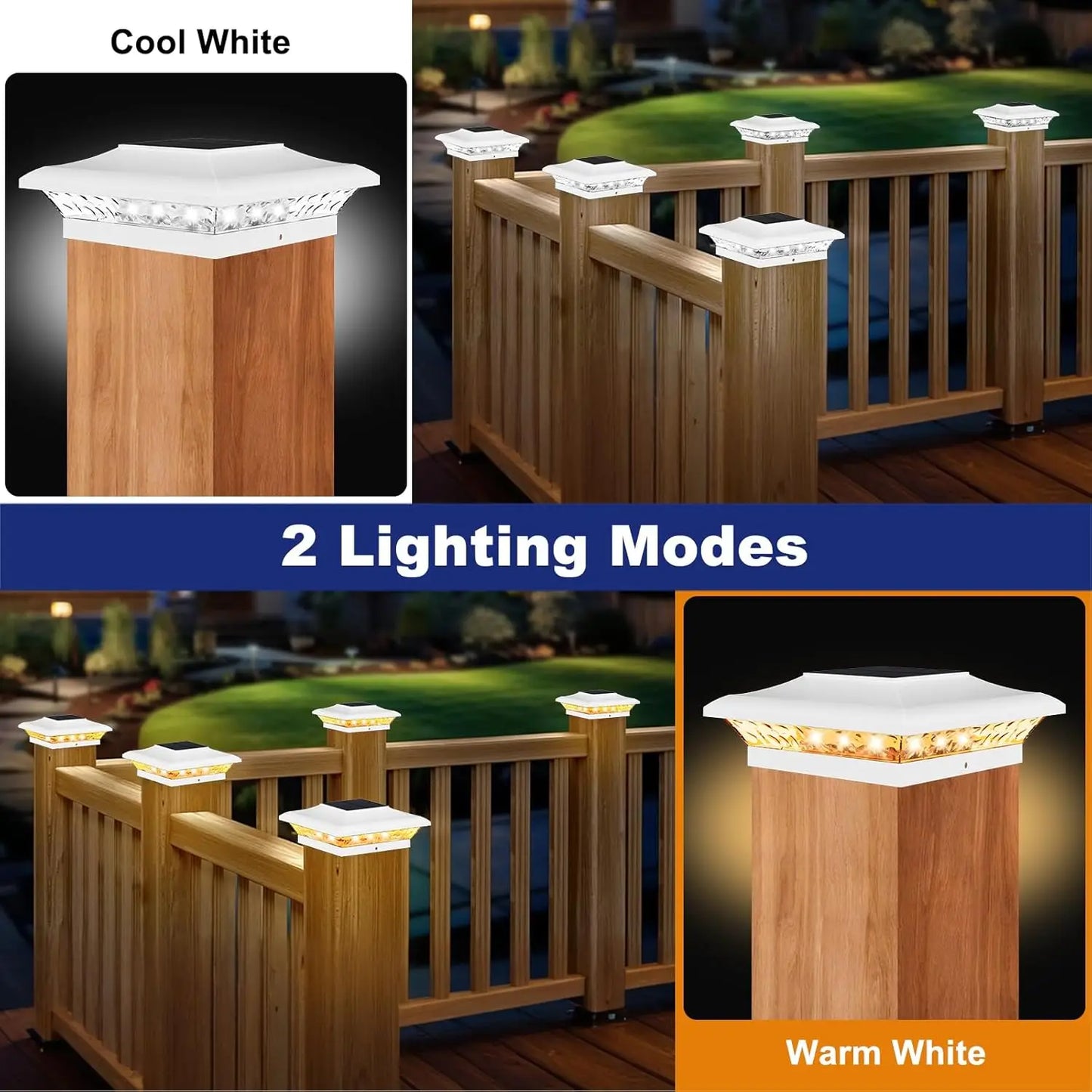 Solar Post Lamp Outdoor Garden Fence Pillar Light