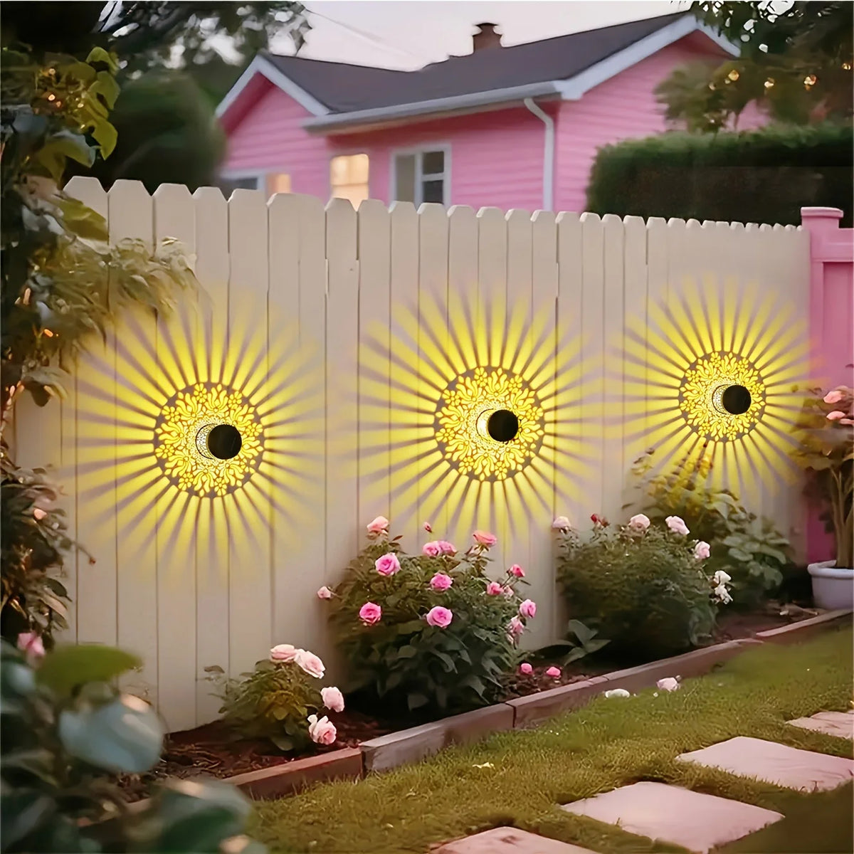 Solar Peony Garden Wall Light for Outdoor Decor