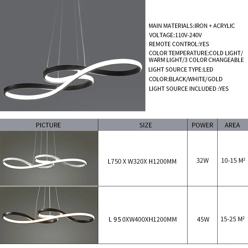 Kitchen Island LED Pendant Dimmable Hanging Lamp with Remote