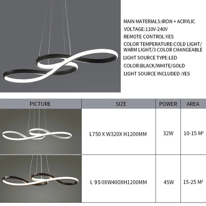 Kitchen Island LED Pendant Dimmable Hanging Lamp with Remote