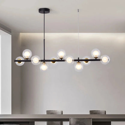 Nordic Modern LED Pendant Light Gold Glass Ball Head Chandelier Kitchen Dining Living Room