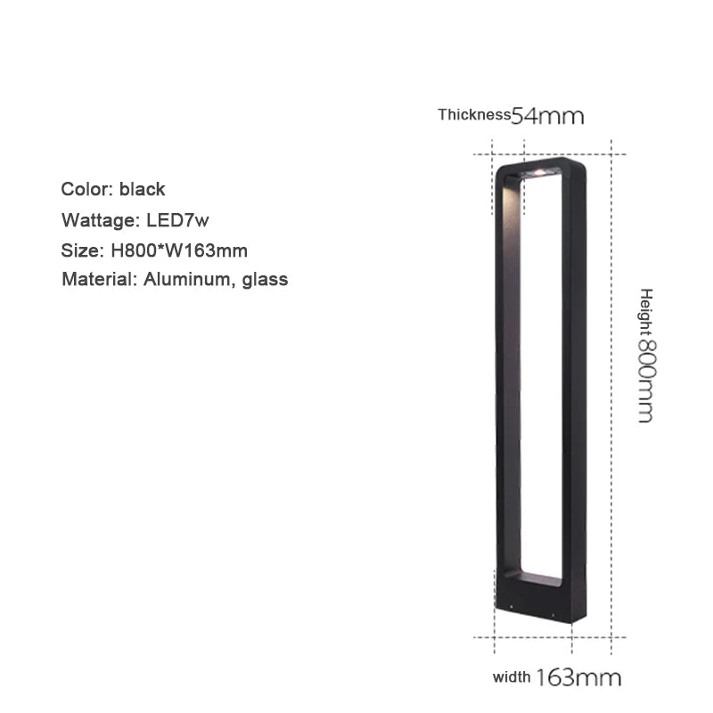 LED Pillar Lawn Lamp 7W Waterproof Aluminum Outdoor Landscape Light