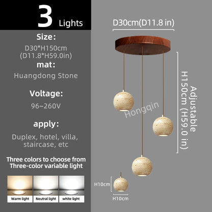 Luxury Stone Pendant Chandelier for Modern Staircases