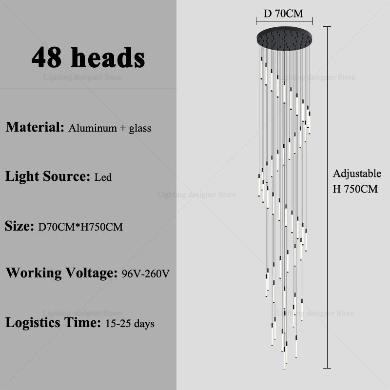 Modern Staircase Pendant Chandelier for High Ceilings
