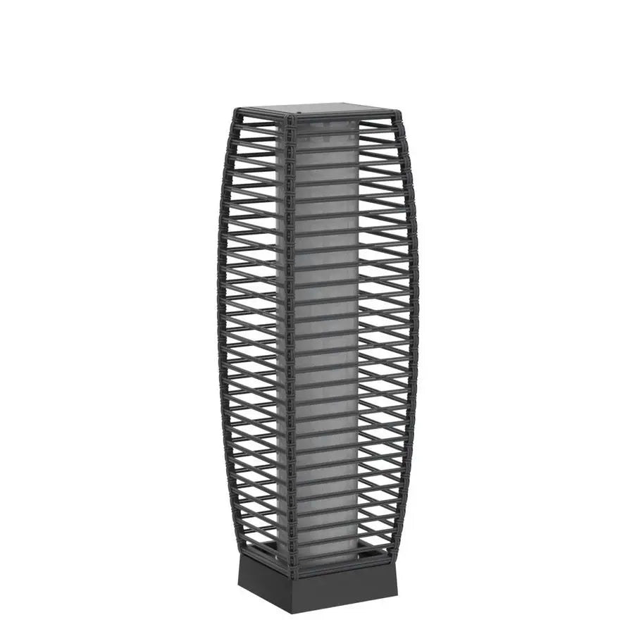 Boho Wicker Solar Floor Lantern for Patio Decor