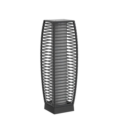 Boho Wicker Solar Floor Lantern for Patio Decor