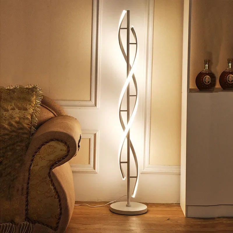 Modern RGB Spiral Floor Lamp for Ambient Corners