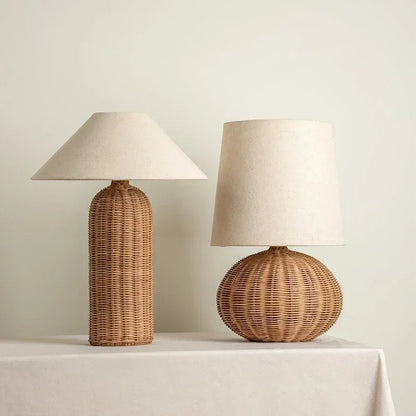 Wabi Sabi Rattan Table Lamp for Warm Ambient Lighting