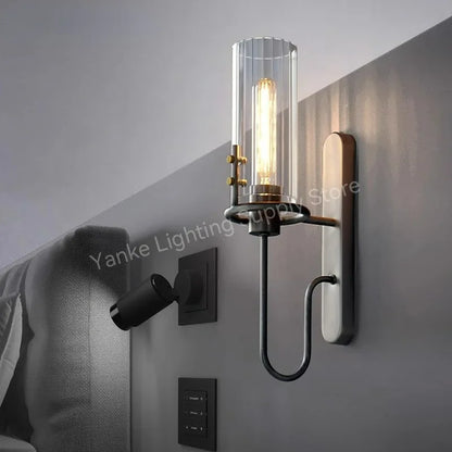 Vintage Industrial Crystal Wall Sconce for Bedrooms
