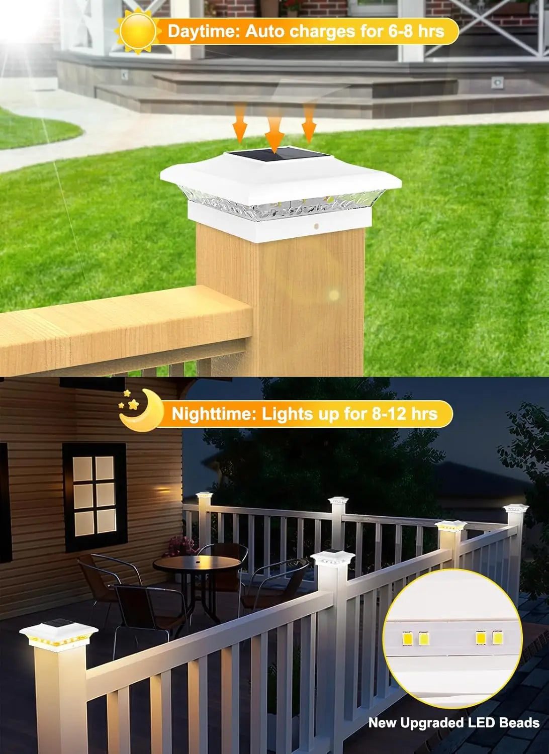 Solar Post Lamp Outdoor Garden Fence Pillar Light