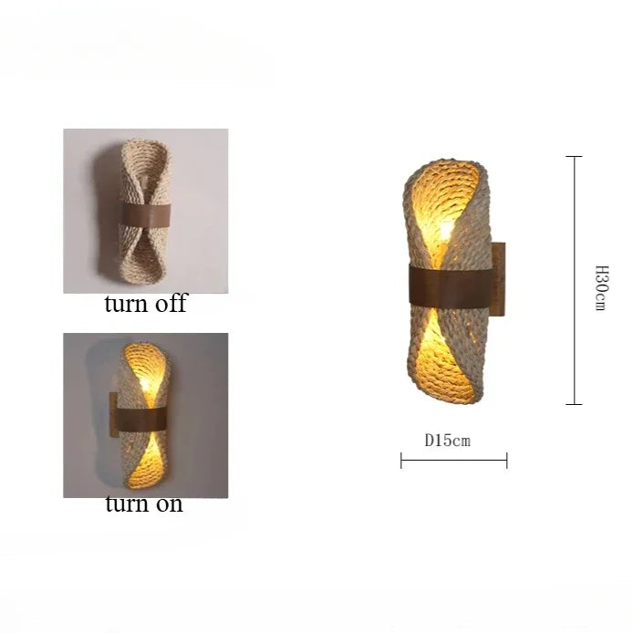 Wabi Sabi Handwoven Rattan Wall Lamp for Zen Interiors