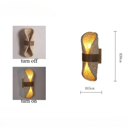Wabi Sabi Handwoven Rattan Wall Lamp for Zen Interiors
