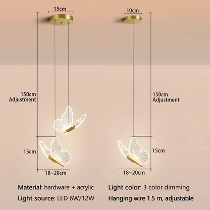 LED Butterfly Pendant Light Modern Living Room Ceiling Lamp