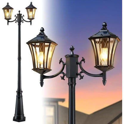 85 Inch Solar Lamp Post Outdoor Dusk to Dawn Garden Light