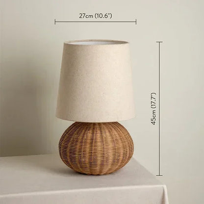 Wabi Sabi Rattan Table Lamp for Warm Ambient Lighting