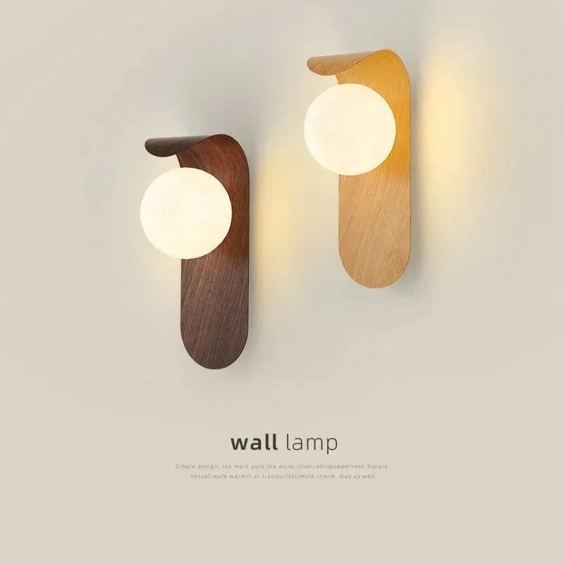 Walnut Wood Grain Wall Lamp for Cozy Interiors