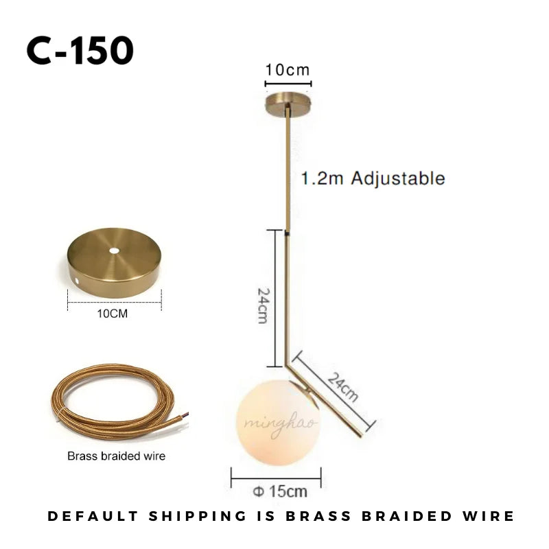 Nordic Glass Ball Pendant Light Modern Living Room Ceiling Lamp