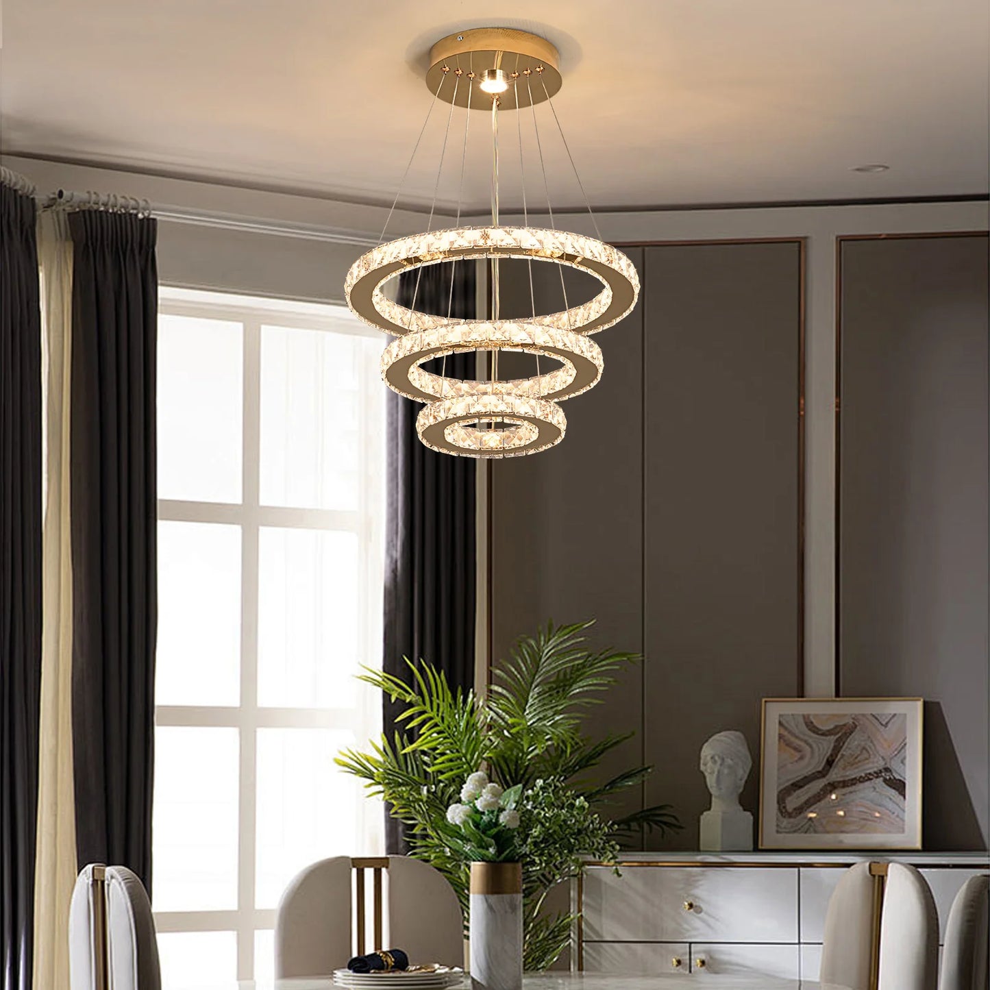 French Crystal Chandelier LED Dining Room Ceiling Light