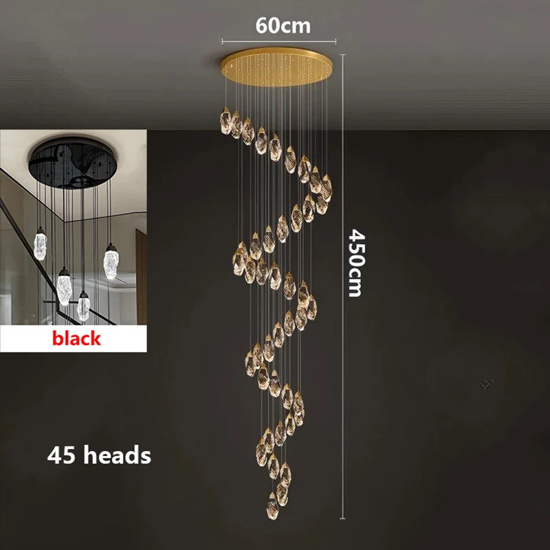 Modern Crystal Pendant Chandelier for High Ceilings