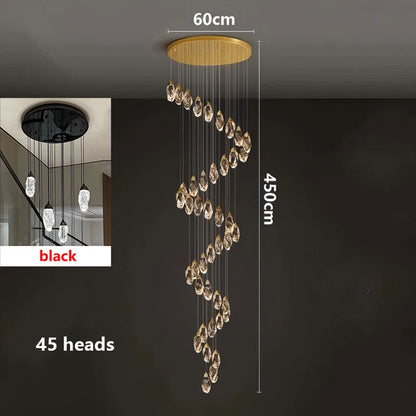 Modern Crystal Pendant Chandelier for High Ceilings