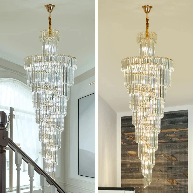 Luxury Crystal Staircase Chandelier for Grand Entrances