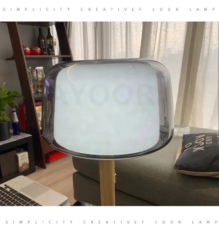 Modern Glass Floor Lamp – Elegant Decorative Lighting for Living Room