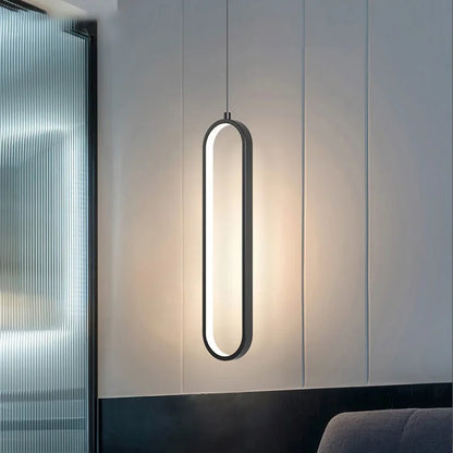 Minimalist LED Pendant Light Gold Black Bedroom Hanging Lamp