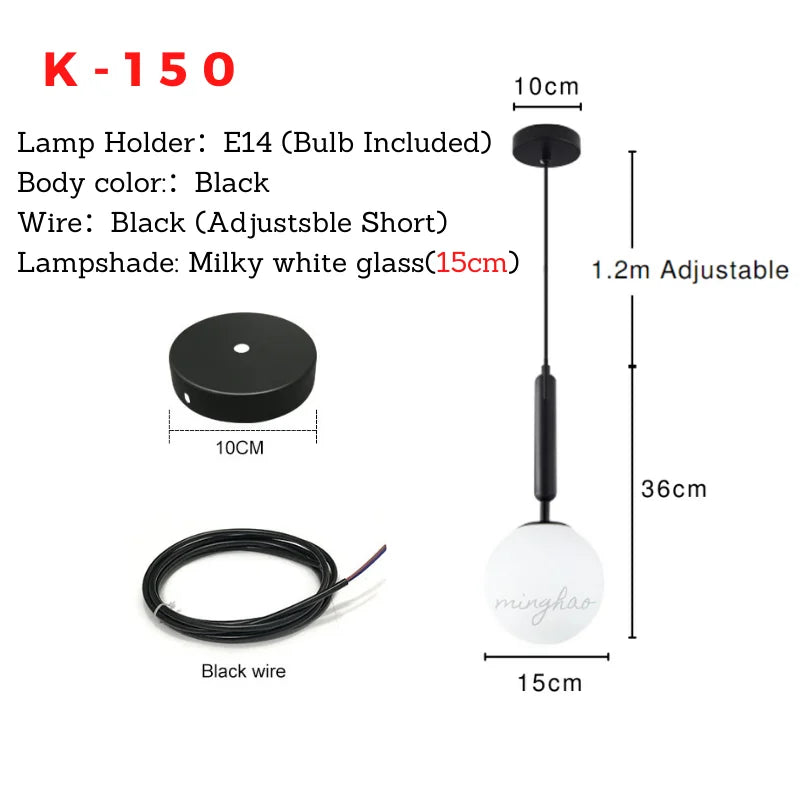 Nordic Glass Ball Pendant Light Modern Living Room Ceiling Lamp