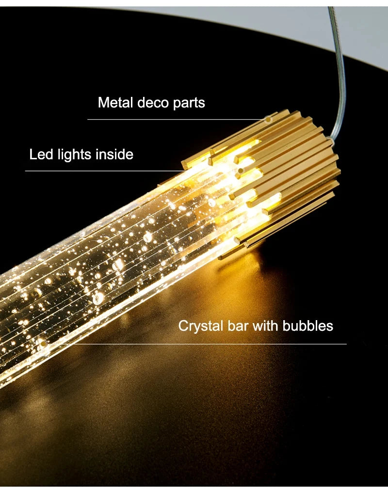 Nordic Crystal Pendant Light LED Bedroom Hanging Lamp