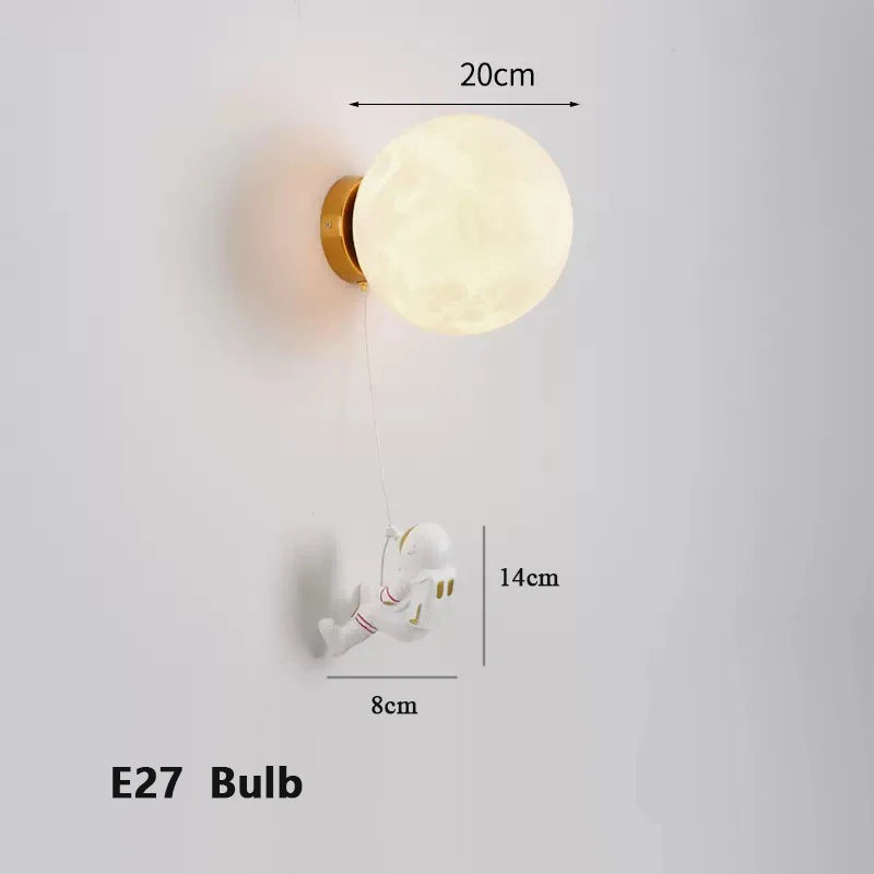 Astronaut Moon Wall Lamp for Kids Bedrooms
