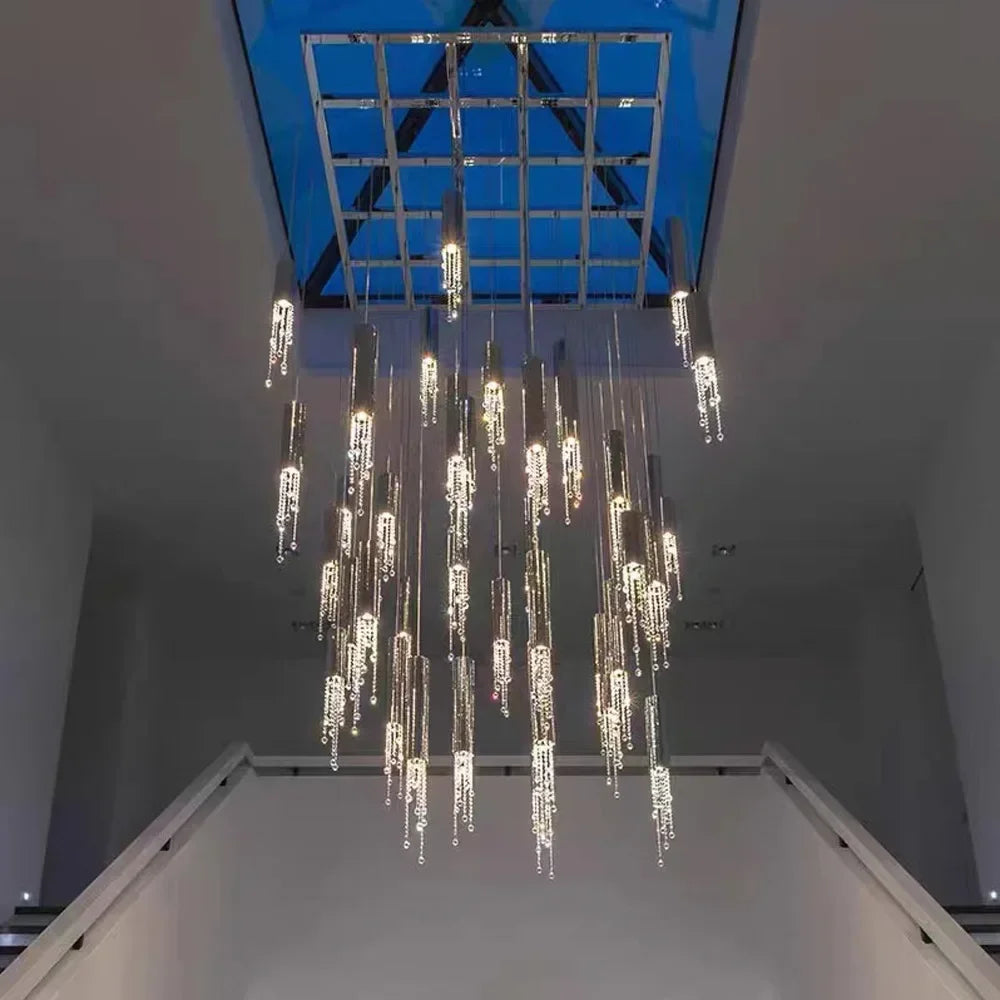 Luxury Crystal Staircase Chandelier for Grand Entrances