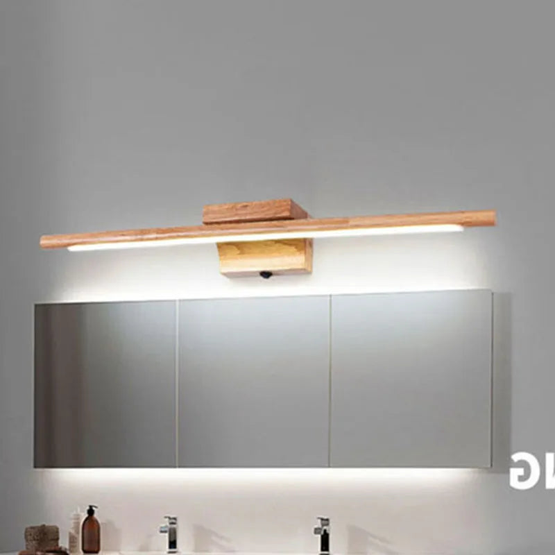 Nordic Wooden LED Mirror Light for Bathrooms