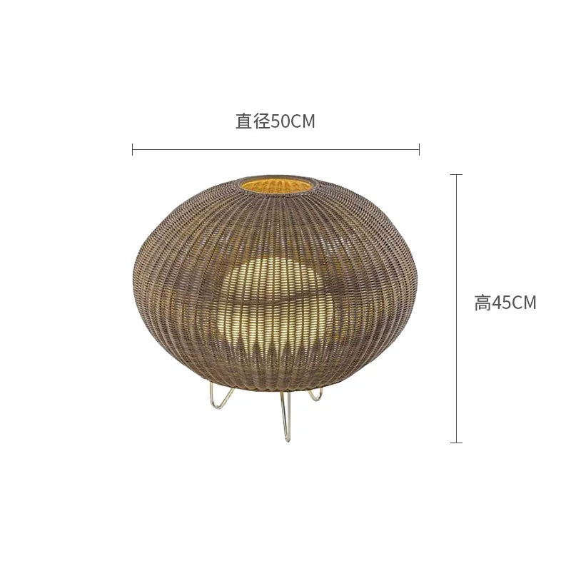 Handwoven Rattan Floor Lamp for Indoor and Outdoor Spaces