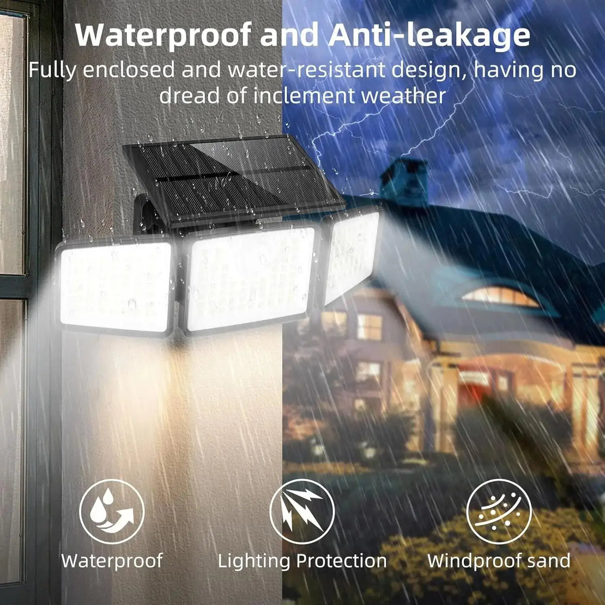 Triple-Head Solar Motion Sensor Security Light