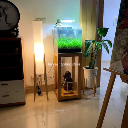 Wabi-Sabi Floor Lamp – Japanese Zen Style Black Walnut Ambient Light