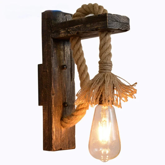 Industrial Farmhouse Wall Sconce with Wood Accent