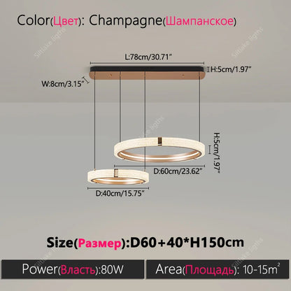 Modern Round Ring Chandelier LED Living Room Bedroom Pendant Light