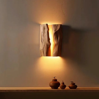 Wabi Sabi Solid Wood Wall Lamp for Cozy Interiors