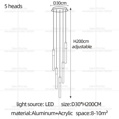 Modern Cylindrical LED Pendant Light for Dining Rooms