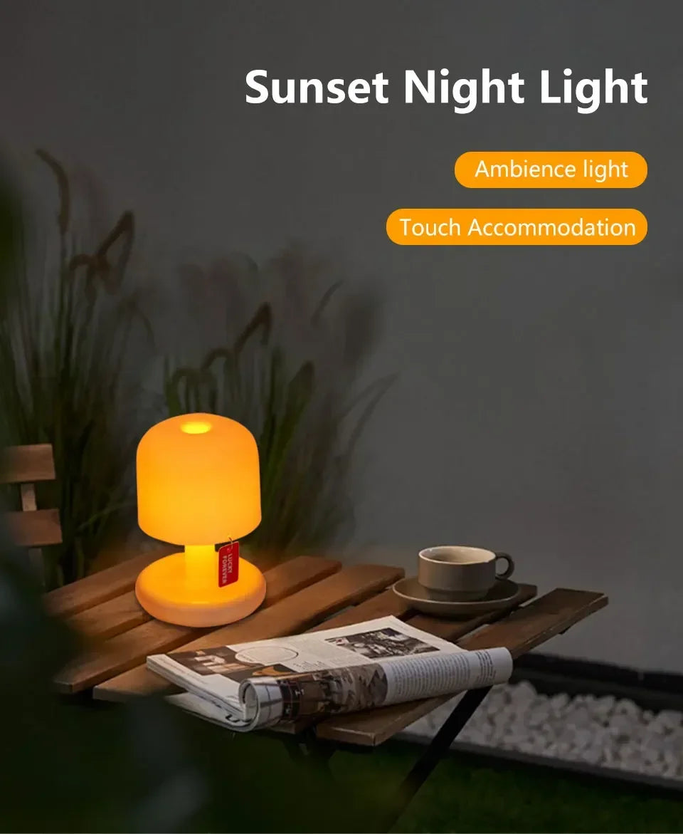 Sunset Mushroom LED Lamp – Rechargeable Ambient Night Light for Cozy Spaces